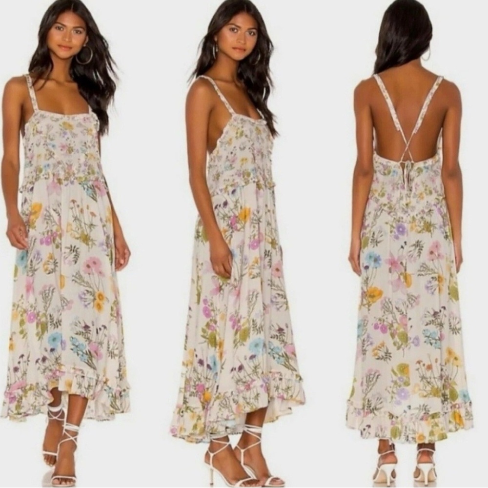 Spell And The Gypsy  X Revolve Wild Bloom Dress Strappy Sundress Cream Floral M